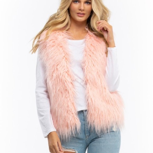 MINKPINK Jackets & Blazers - MINKPINK 'Pretty in Pink' cotton candy fur vest